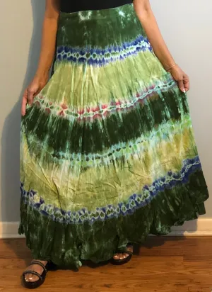 100% Fine Rayon Wrap Skirt ! Tie-Dye Print ! One Size Fits Most !