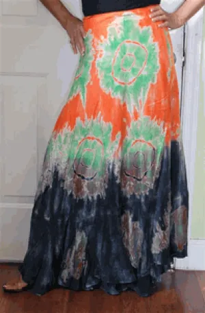 100% Fine Rayon Wrap Skirt ! Tie-Dye Print ! One Size Fits Most !