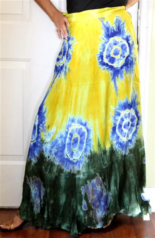 100% Fine Rayon Wrap Skirt ! Tie-Dye Print ! One Size Fits Most !