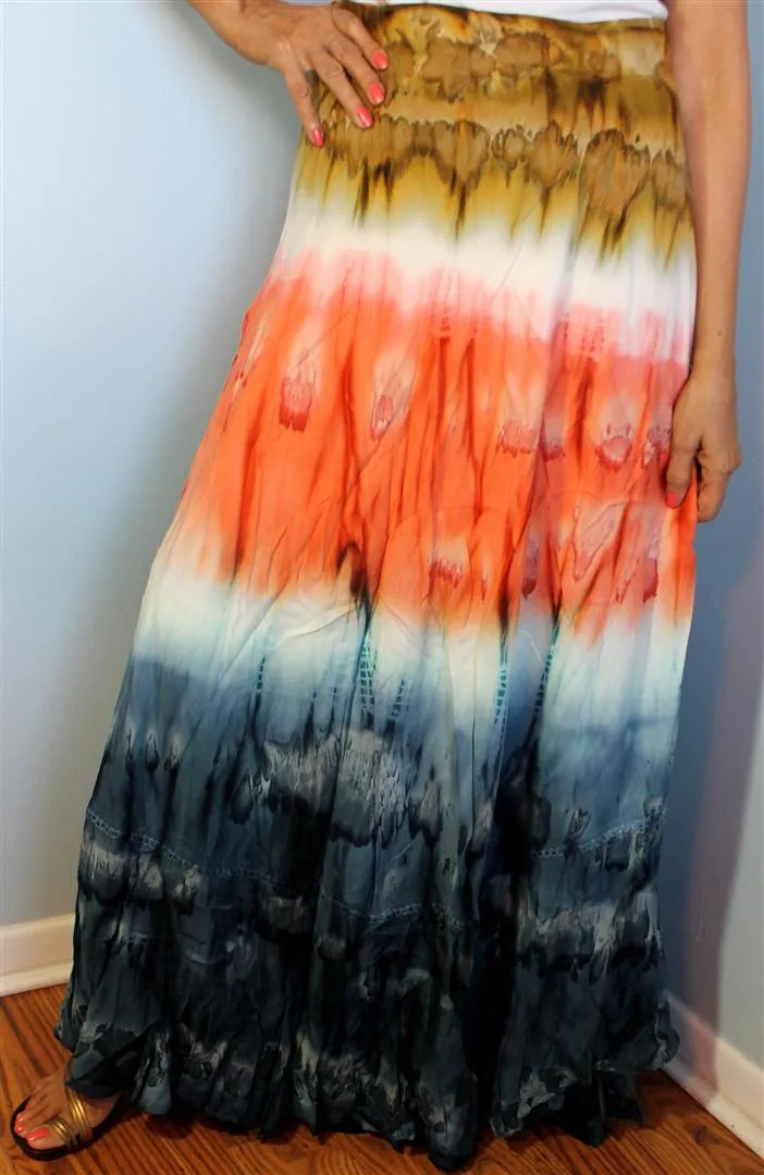 100% Fine Rayon Wrap Skirt ! Tie-Dye Print ! One Size Fits Most !