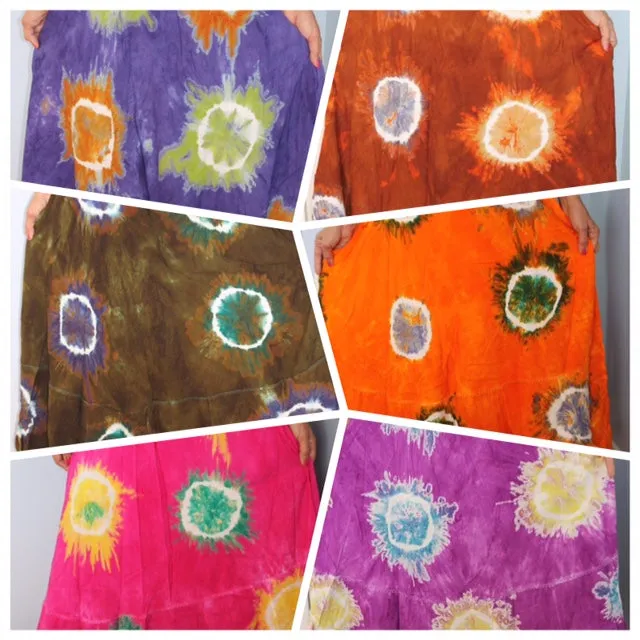 100% Fine Rayon Wrap Skirt | Tie-Dye Print ! One Size Fits Most |