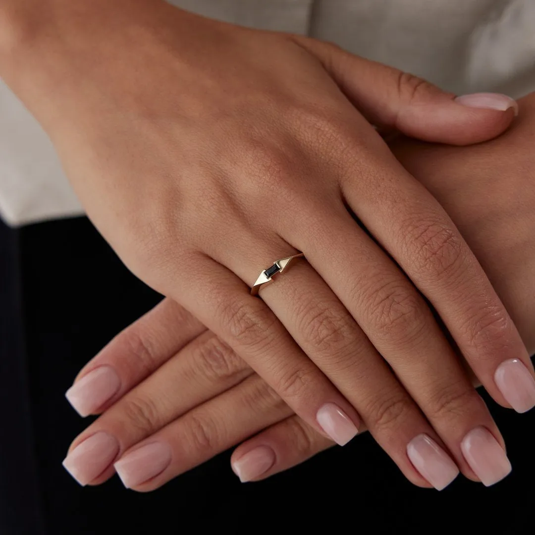 14k Gold Black Cuff Ring