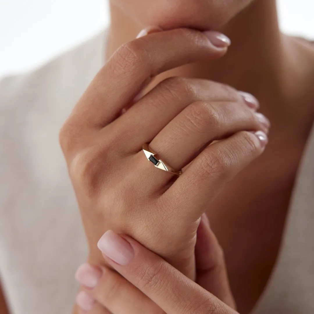 14k Gold Black Cuff Ring