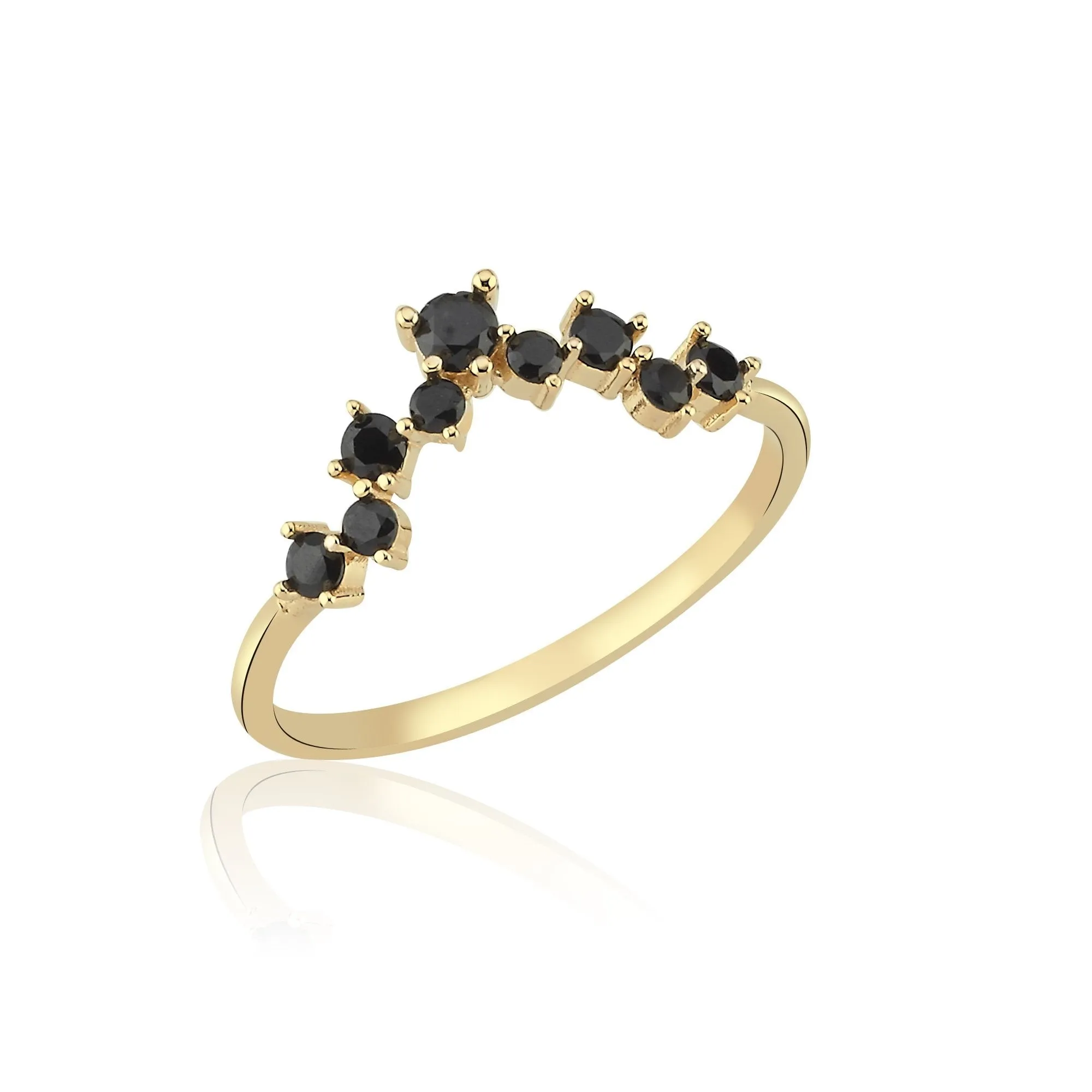 14k Gold Black Nova Ring