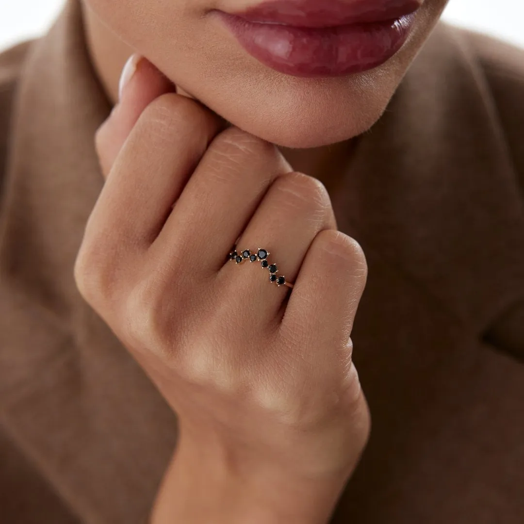 14k Gold Black Nova Ring