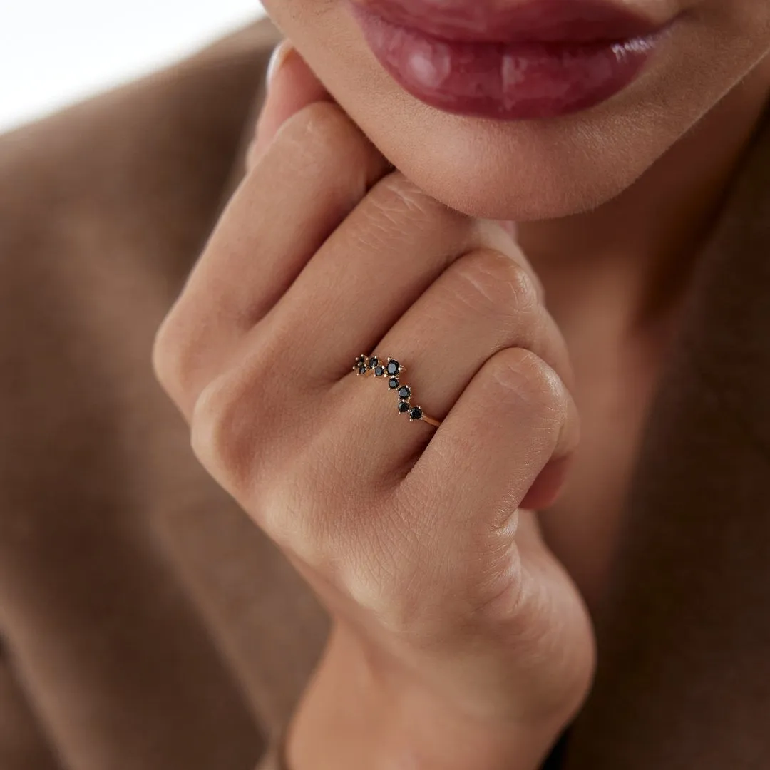 14k Gold Black Nova Ring