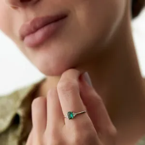 14k Gold Light Green Square