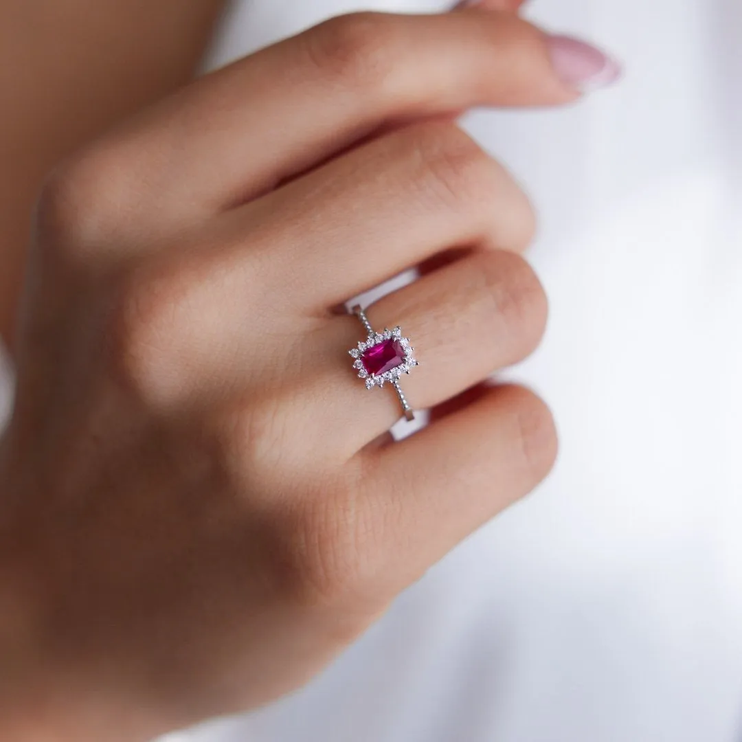 14k Gold Ruby Baguette Ring