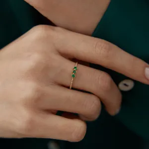 14k Gold Tria Light Green Ring