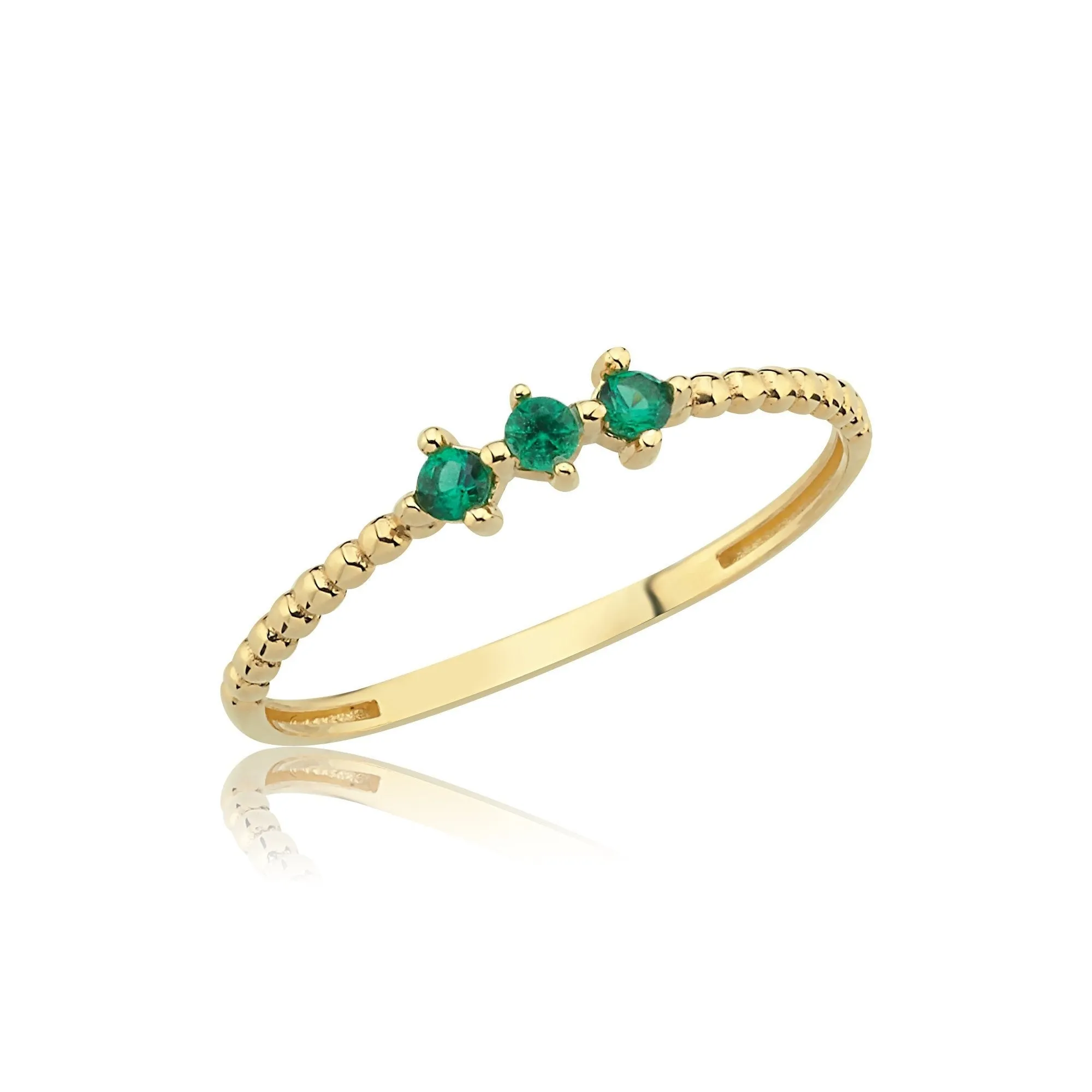 14k Gold Tria Light Green Ring