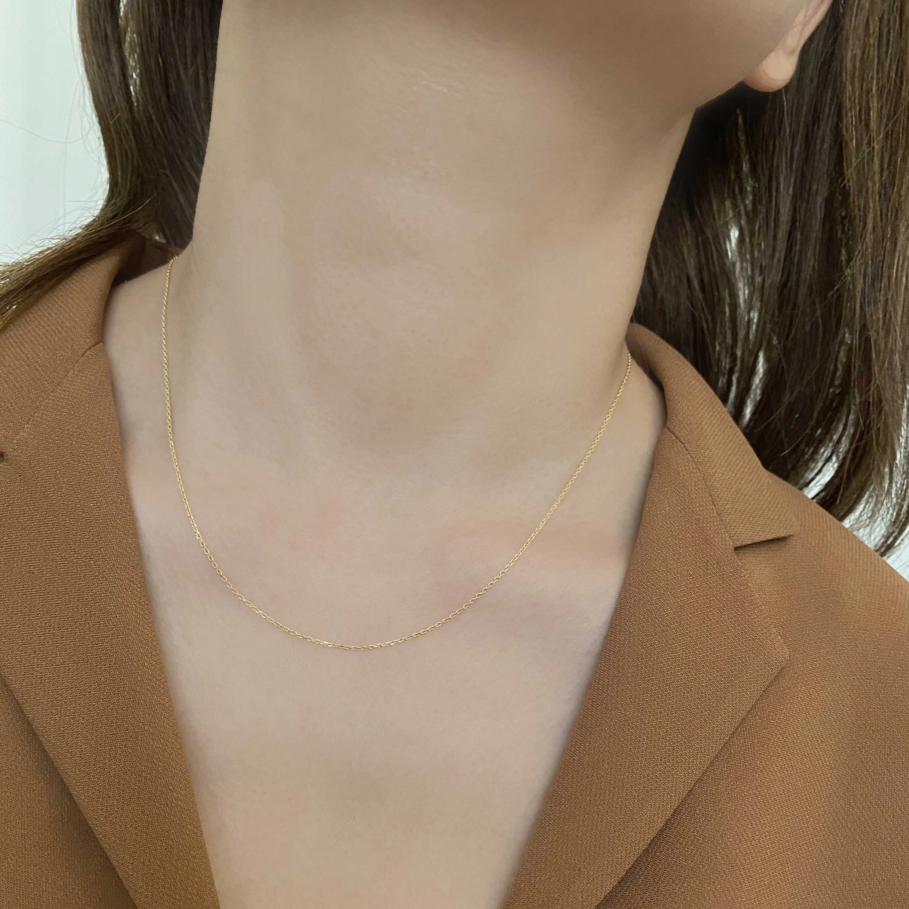 14k Solid Gold Thin Chain Necklace