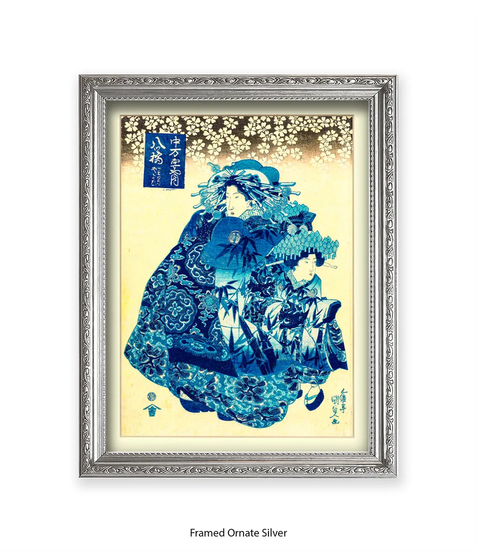 2 Girls.- Blue Dresses Art Print