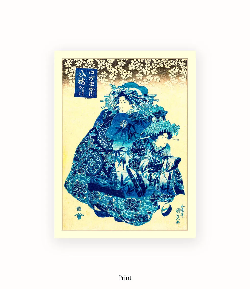 2 Girls.- Blue Dresses Art Print