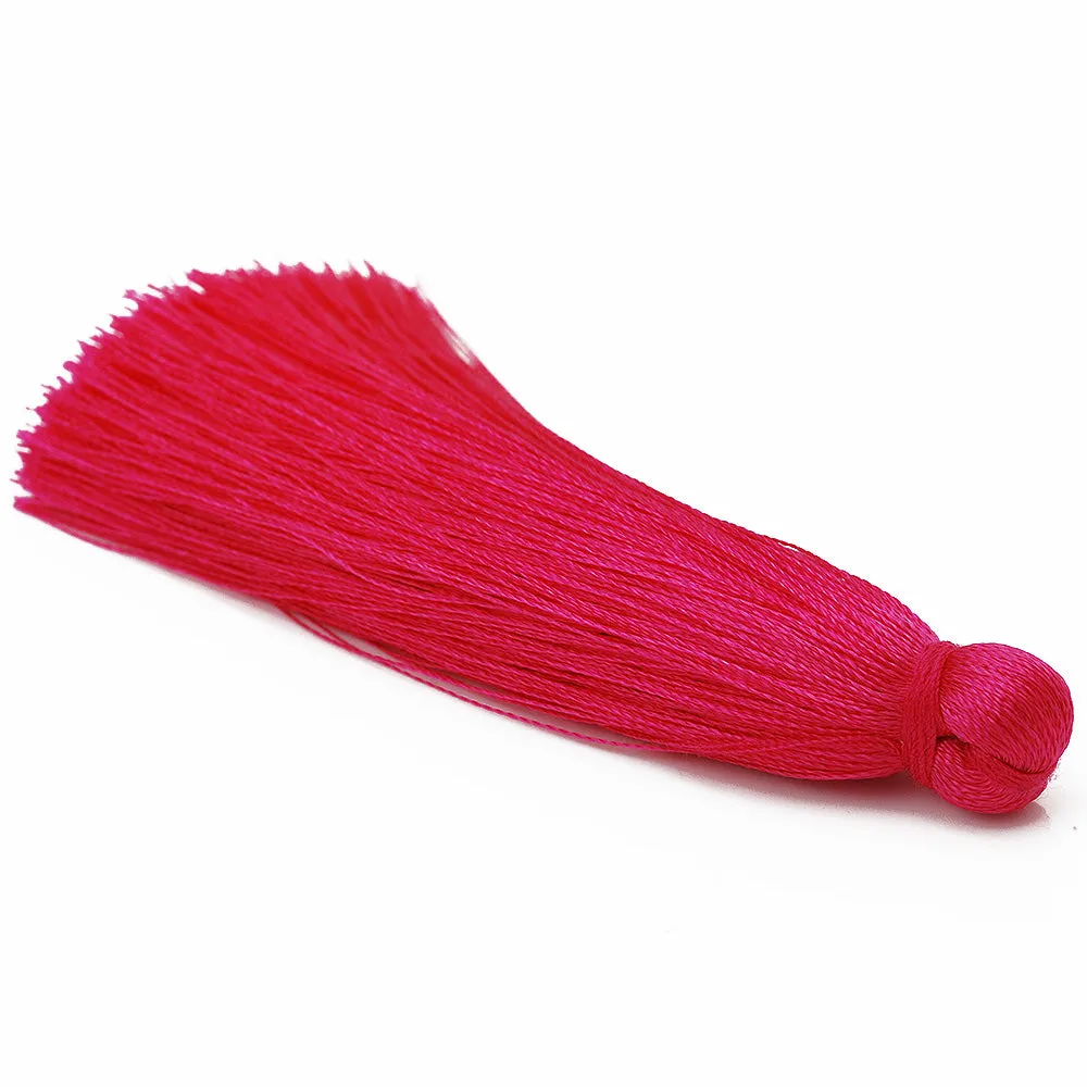 8cm Rose Red Silky Jewelry Tassels, Handmade Long Jewelry Making Tassels,Quality Fashion Tassels, 20pcs/lot