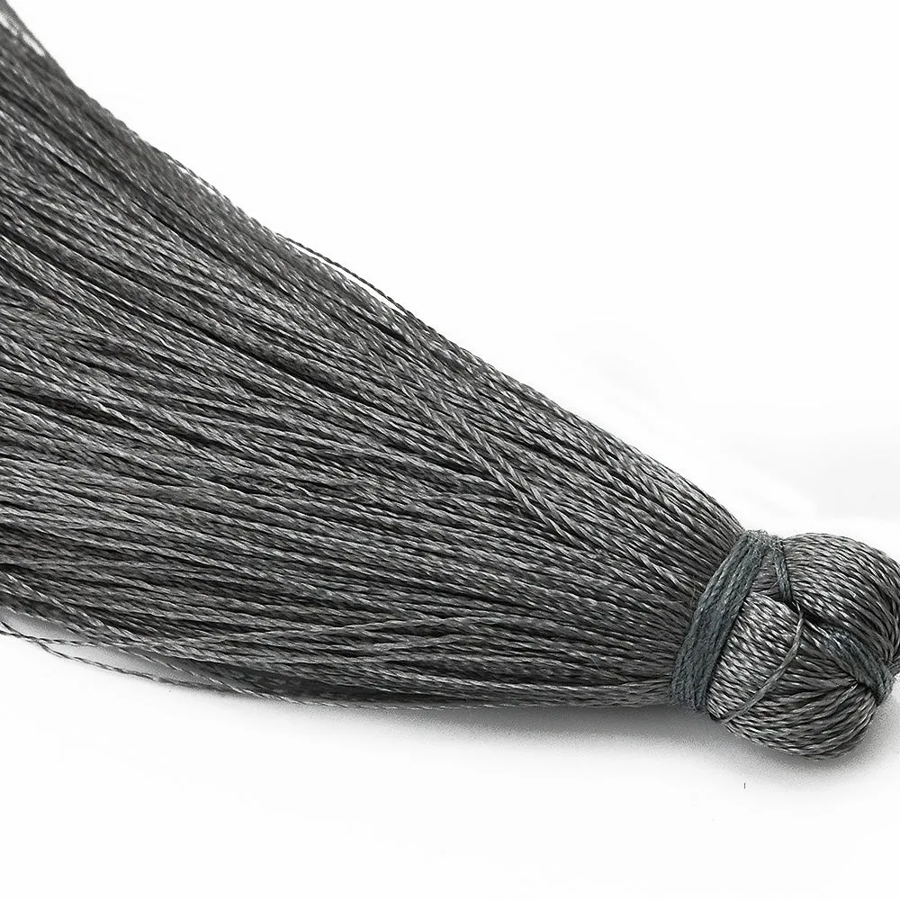 8cm Silky Tassels,Handmade Long Jewelry Tassels,Dark Gray Fashion Mala Necklace Tassels, 20pcs/lot
