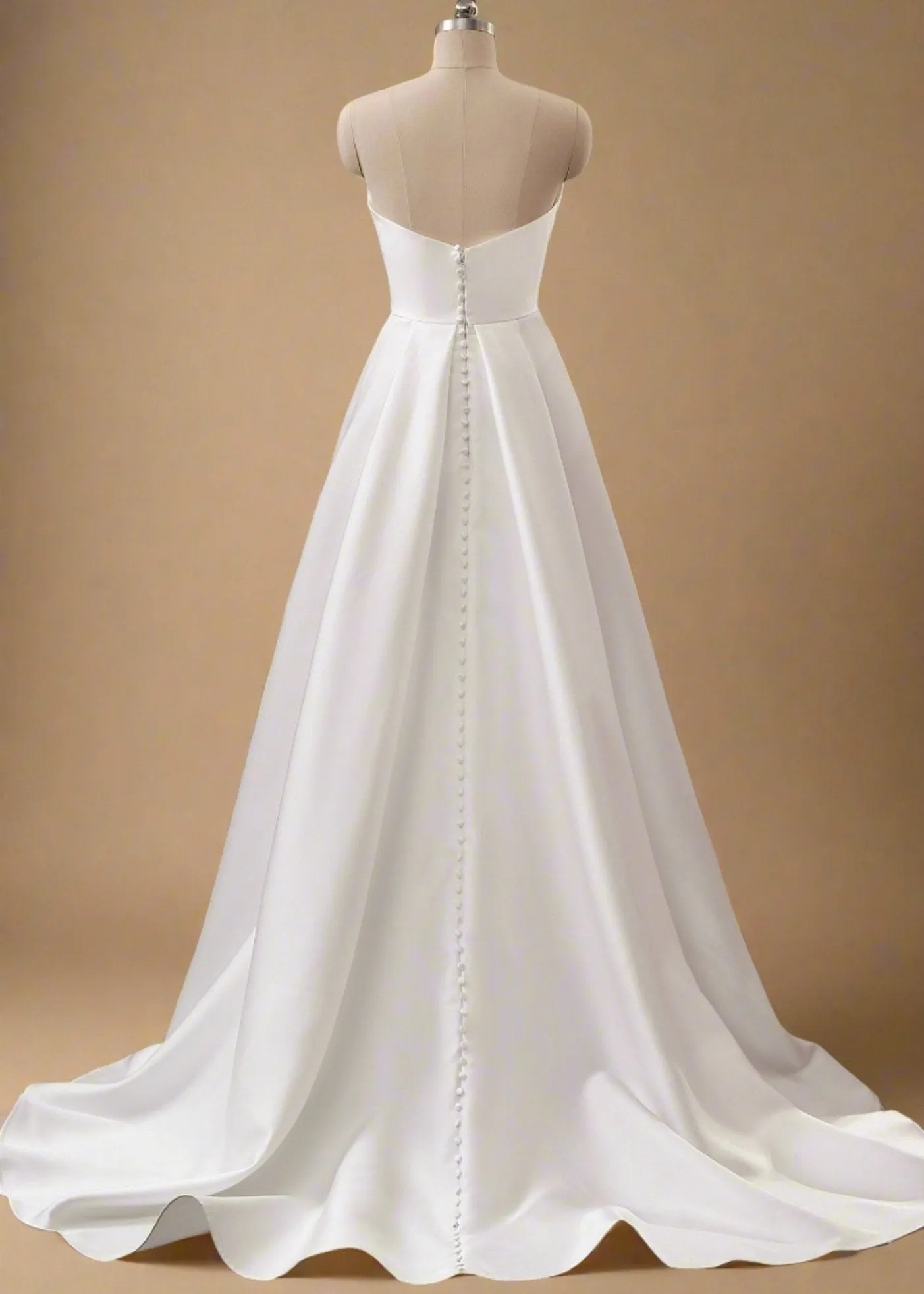 Adelaide Warm Ivory Mikado A-Line wedding gown s18-20 with split