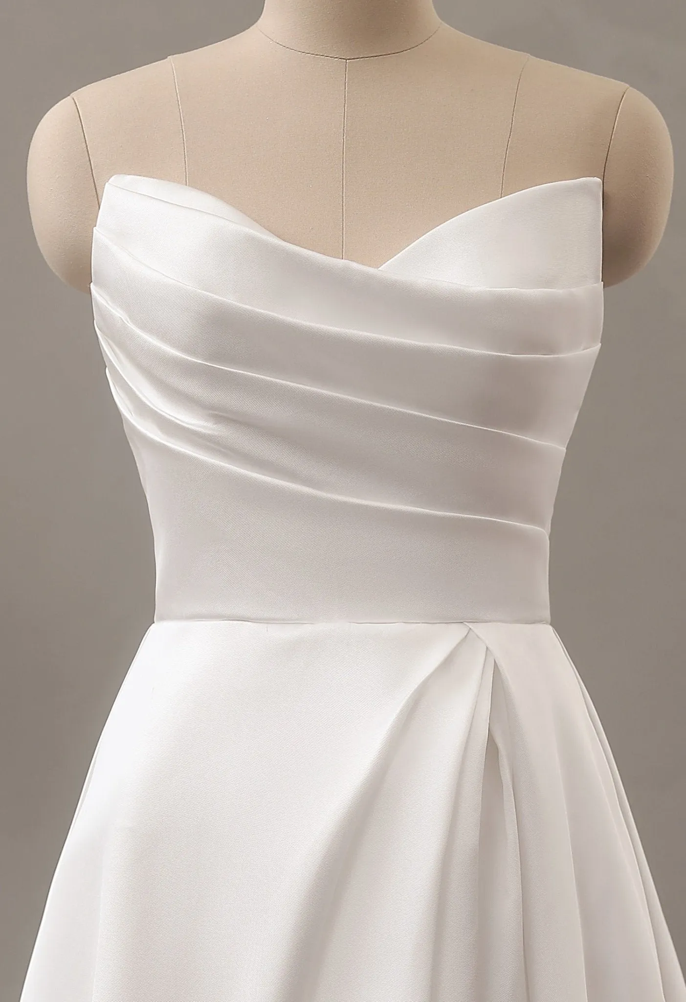 Adelaide Warm Ivory Mikado A-Line wedding gown s18-20 with split
