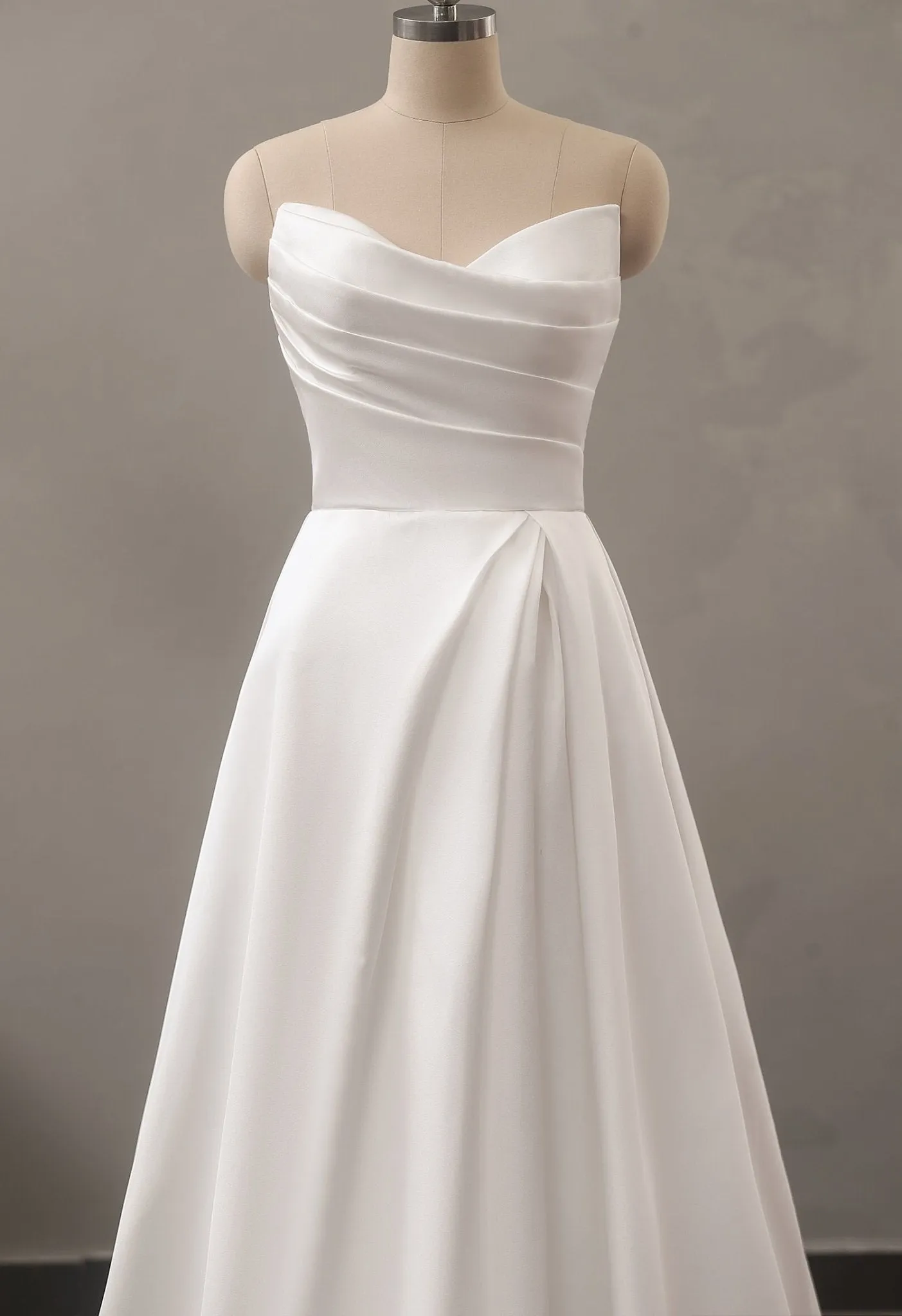 Adelaide Warm Ivory Mikado A-Line wedding gown s18-20 with split