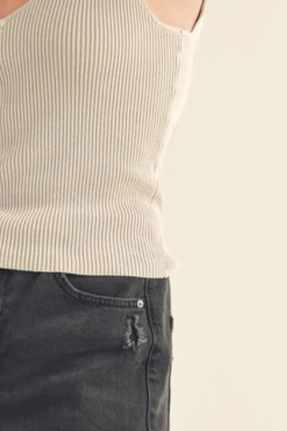 Aemi   Co Ribbed Wide Strap Knit Tank