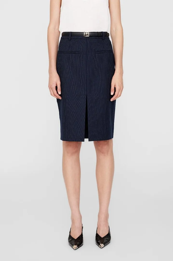 Anine Bing Kora Skirt Navy Pinstripe