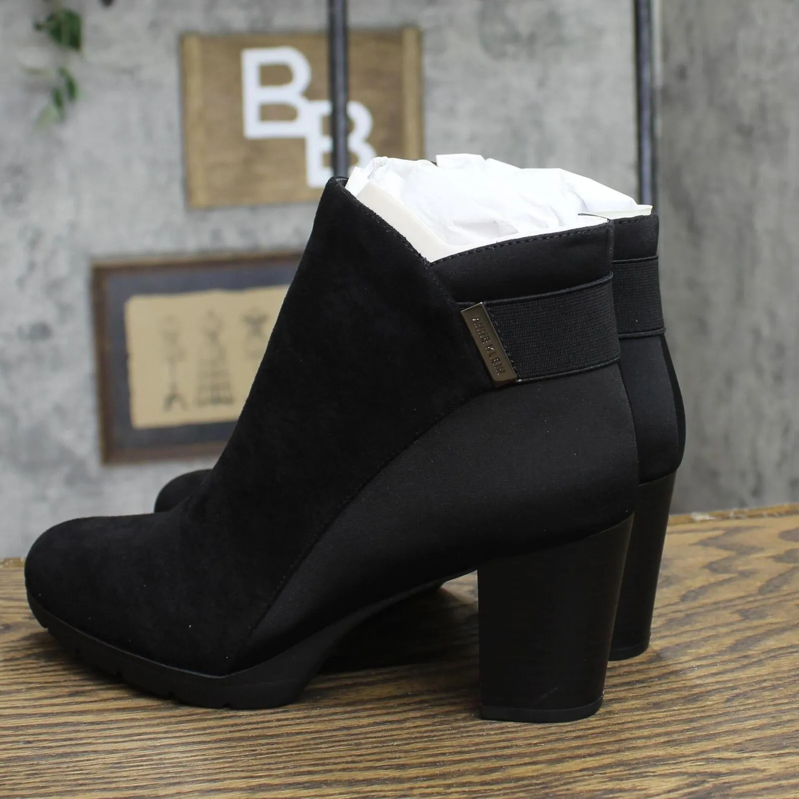 Anne Klein Womens Rina Block Heel Booties RINA01F9 Black Multi 8.5M