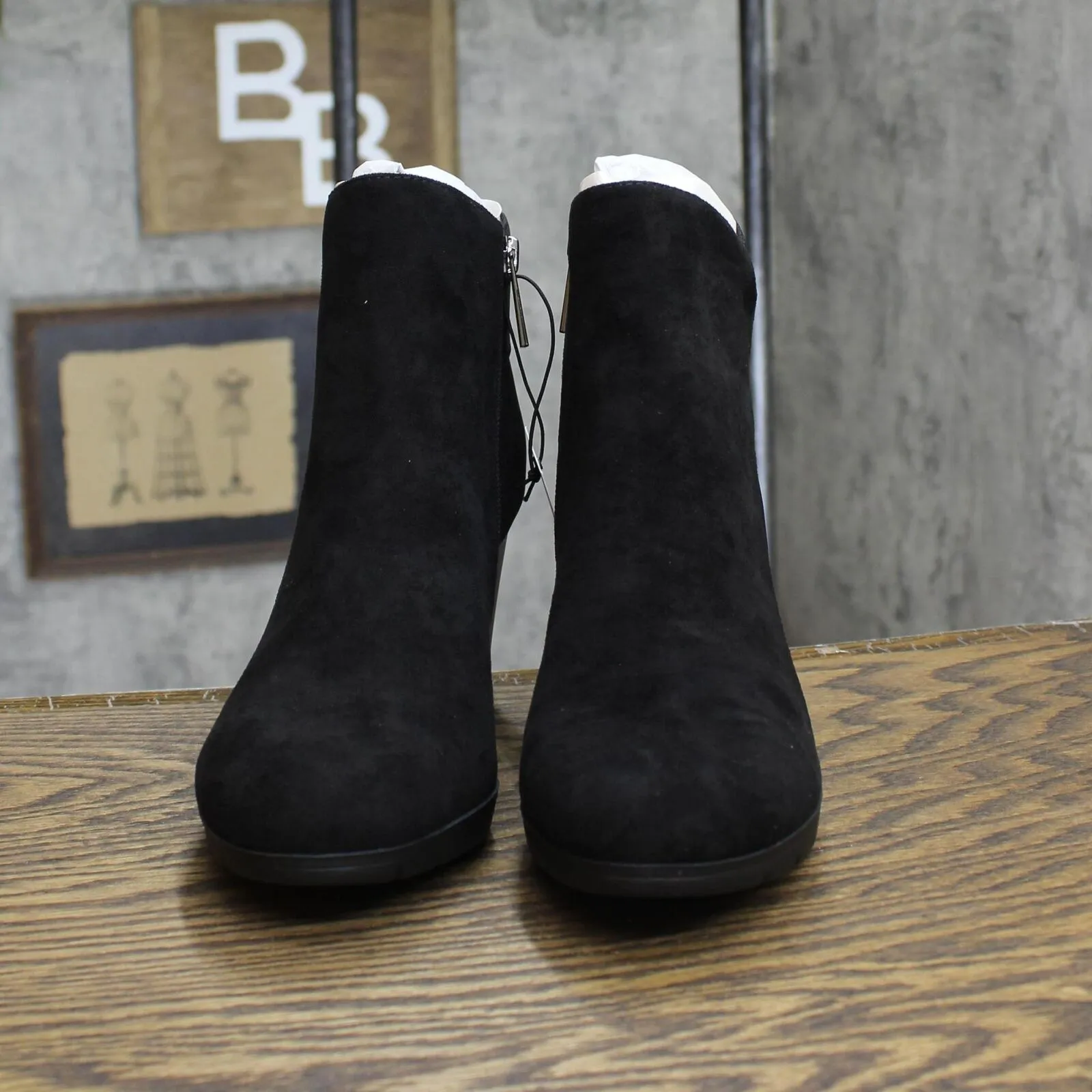 Anne Klein Womens Rina Block Heel Booties RINA01F9 Black Multi 8.5M
