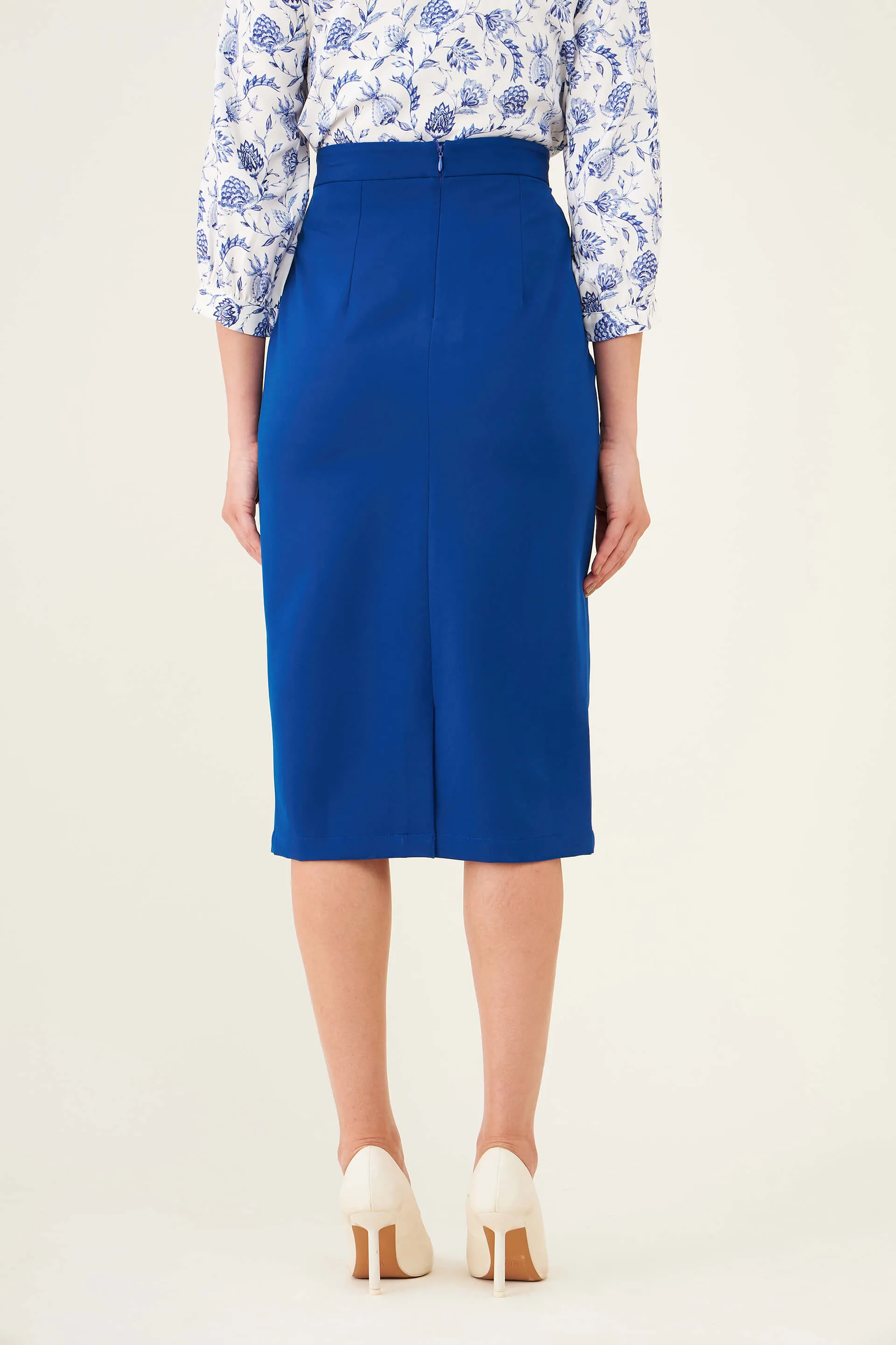 Ardor Longline Pencil Skirt - Blue