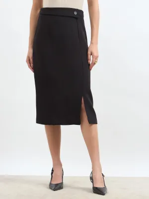 Artsy Flap Detailing Skirt - Jet Black