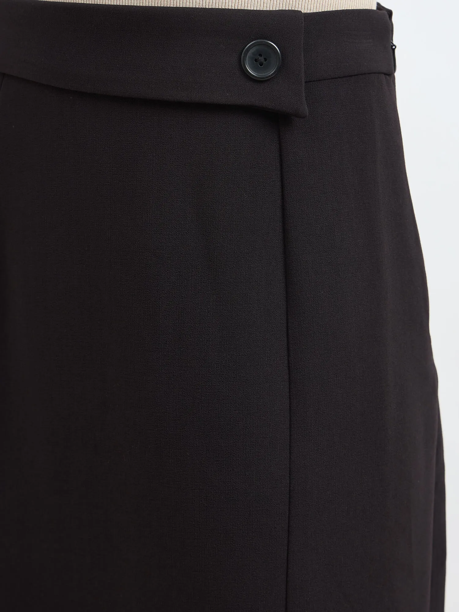 Artsy Flap Detailing Skirt - Jet Black