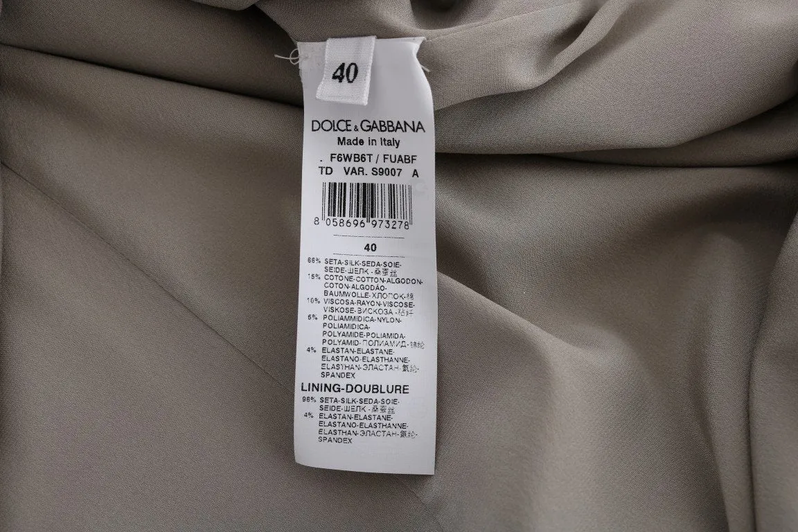 Beige Silk Floral Lace Kaftan Dress