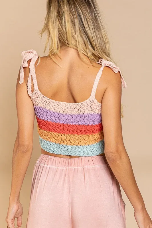 Best seller! Tie-shoulder Sweater Crop Tank Top