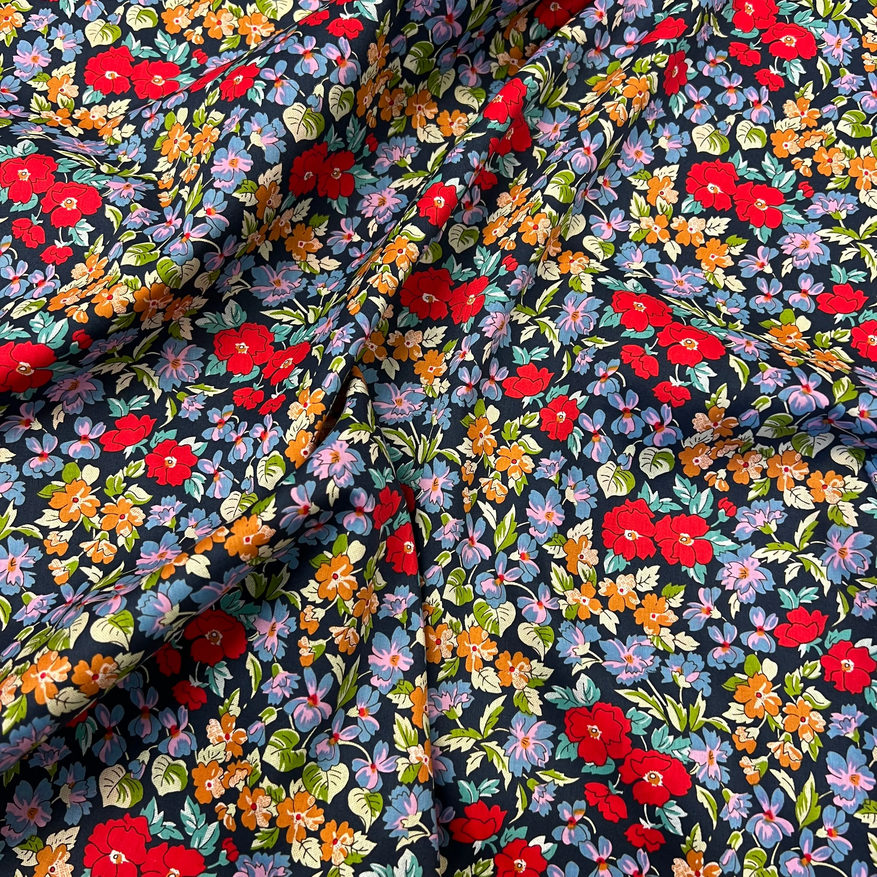 Betty Cotton Lawn - Navy/Red