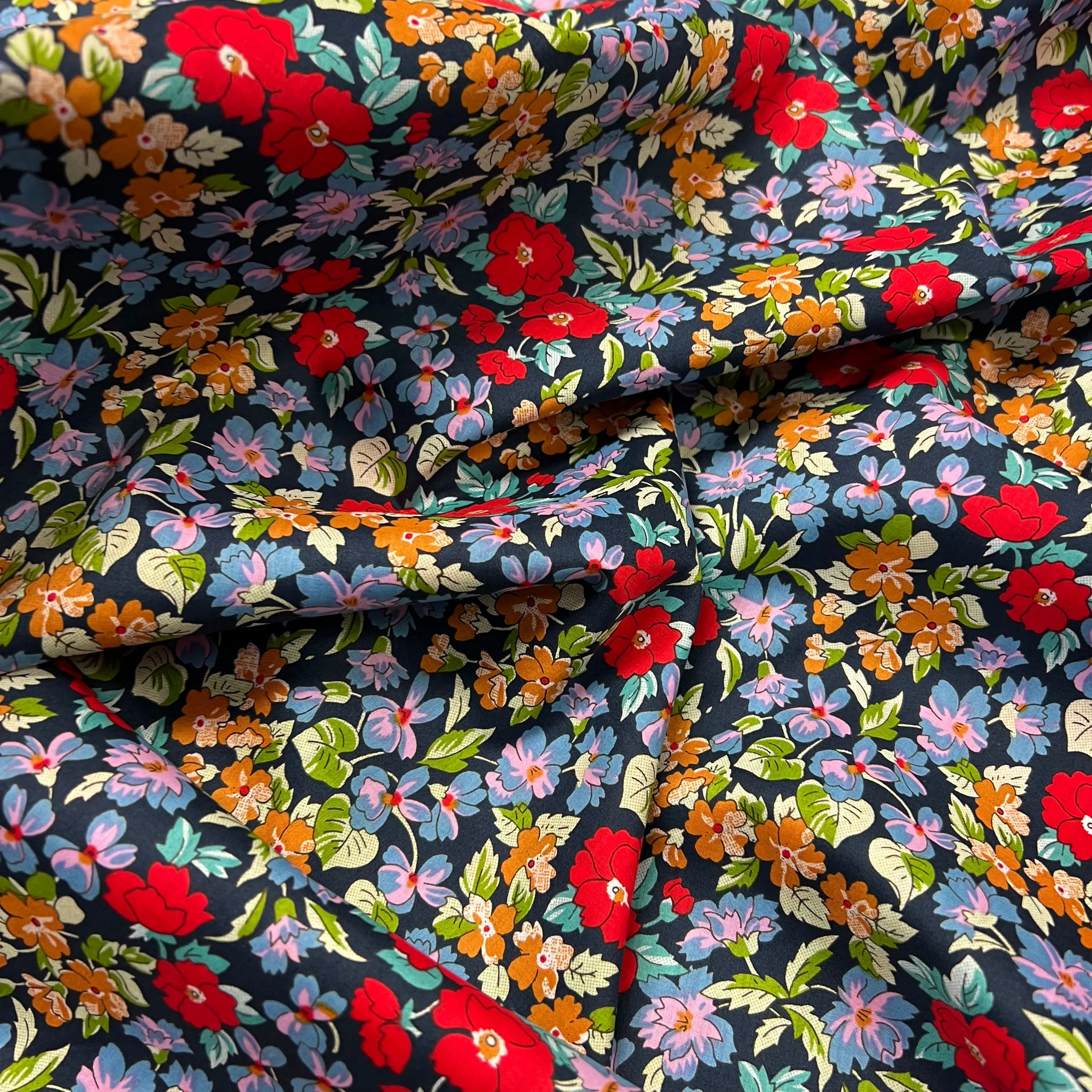Betty Cotton Lawn - Navy/Red