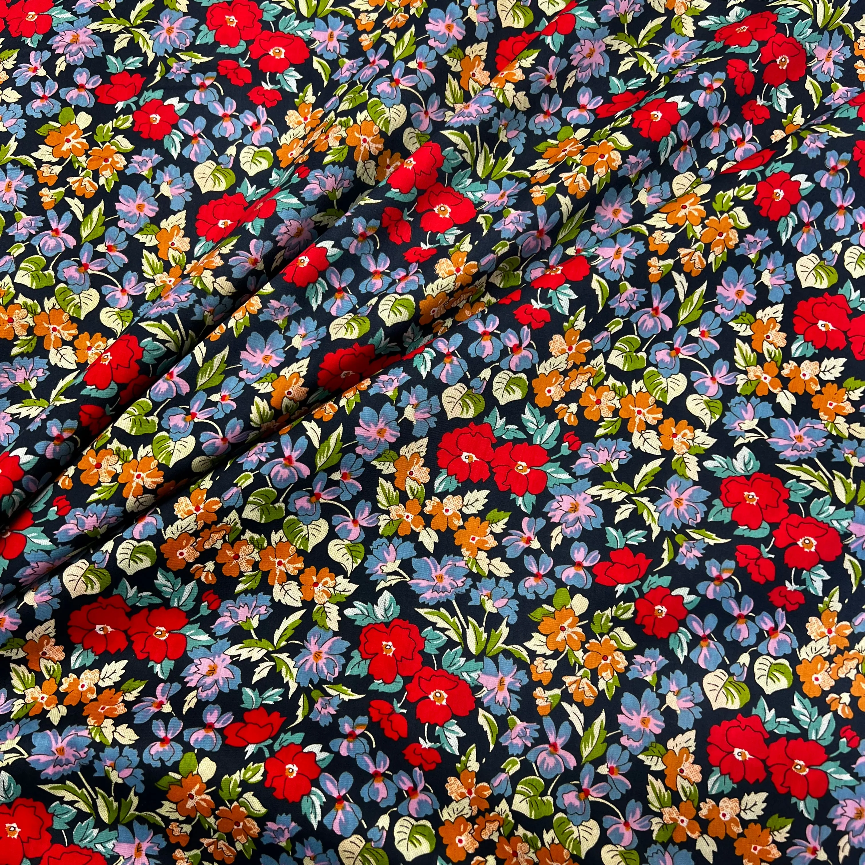 Betty Cotton Lawn - Navy/Red