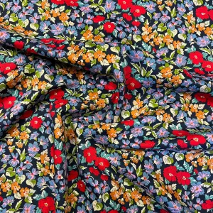 Betty Cotton Lawn - Navy/Red