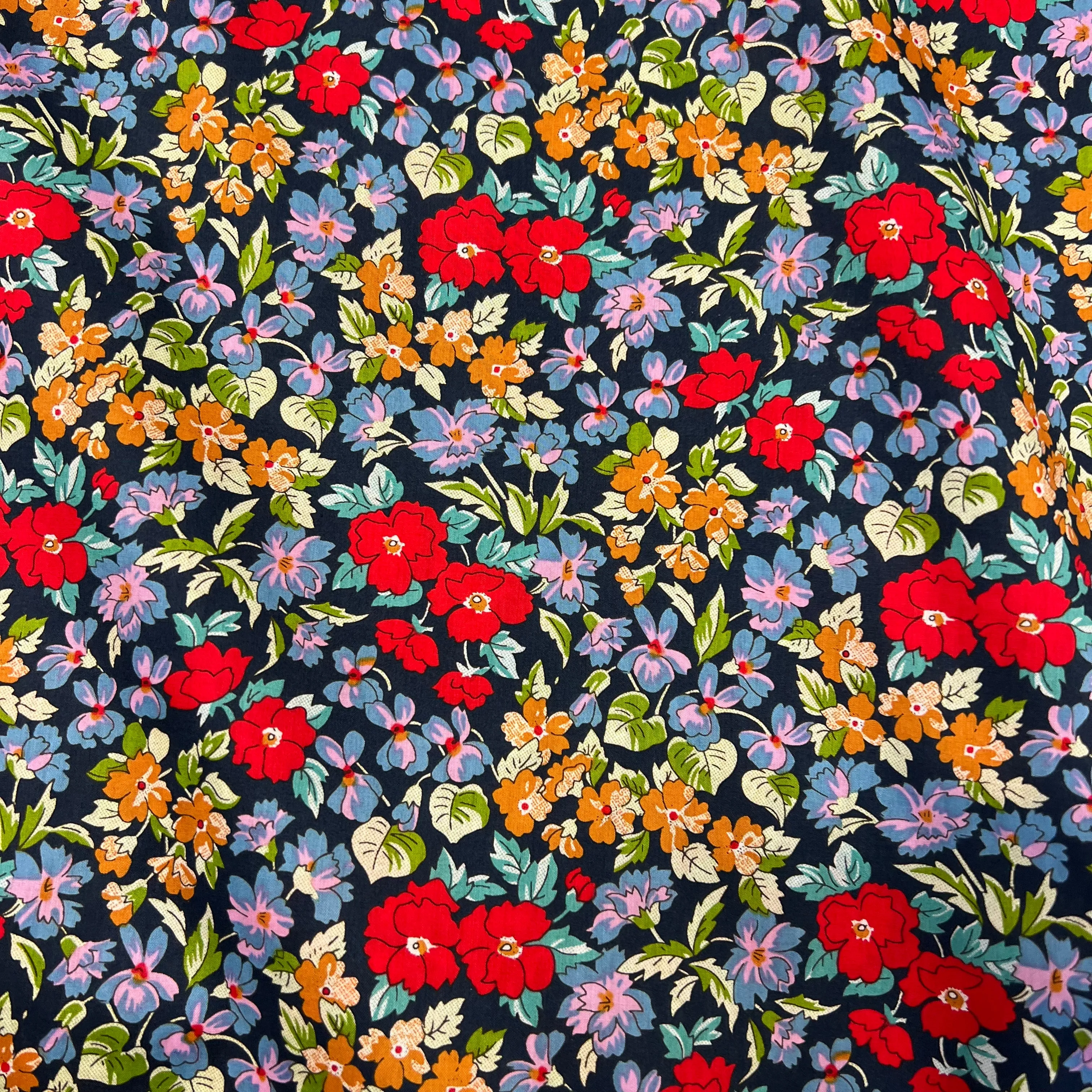 Betty Cotton Lawn - Navy/Red