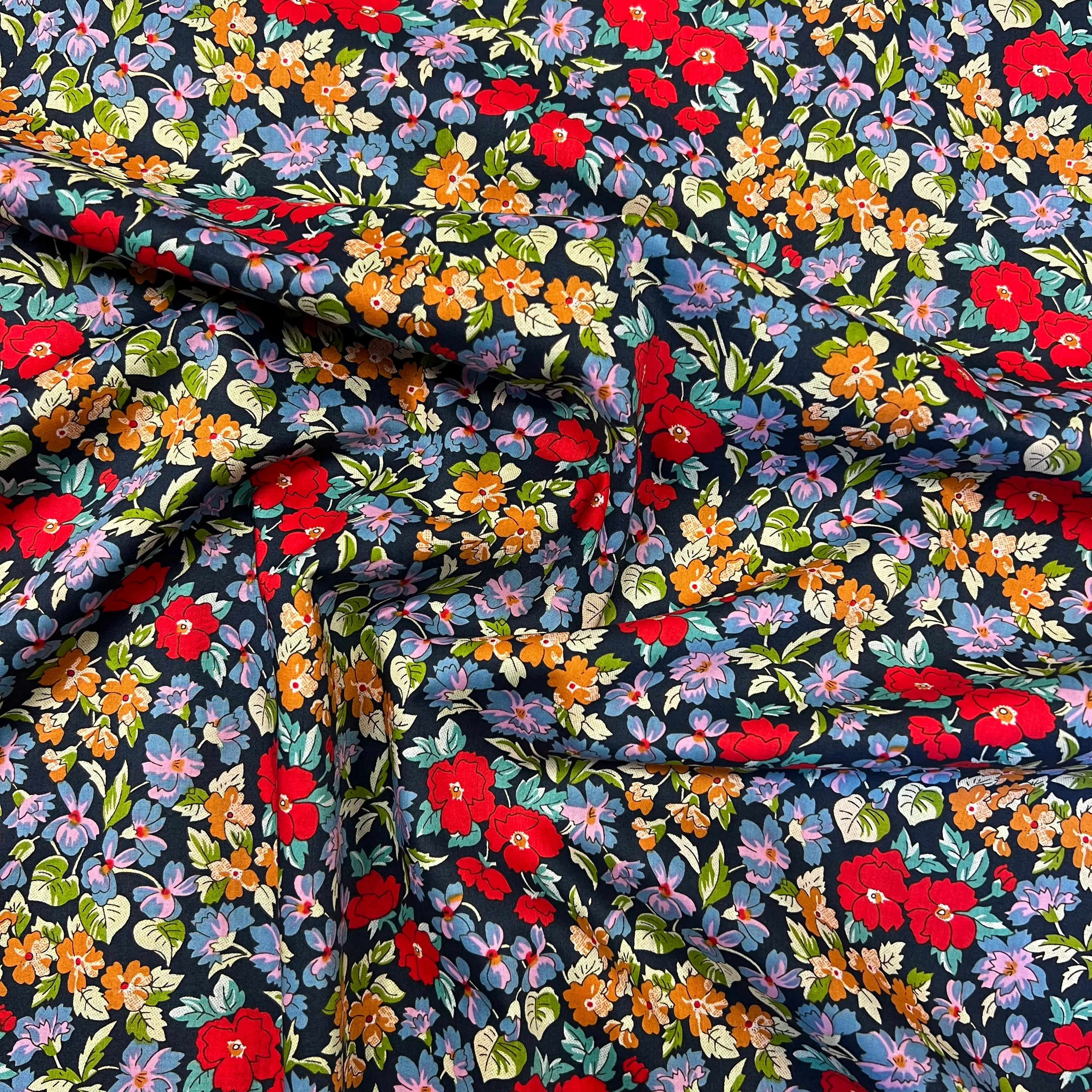 Betty Cotton Lawn - Navy/Red