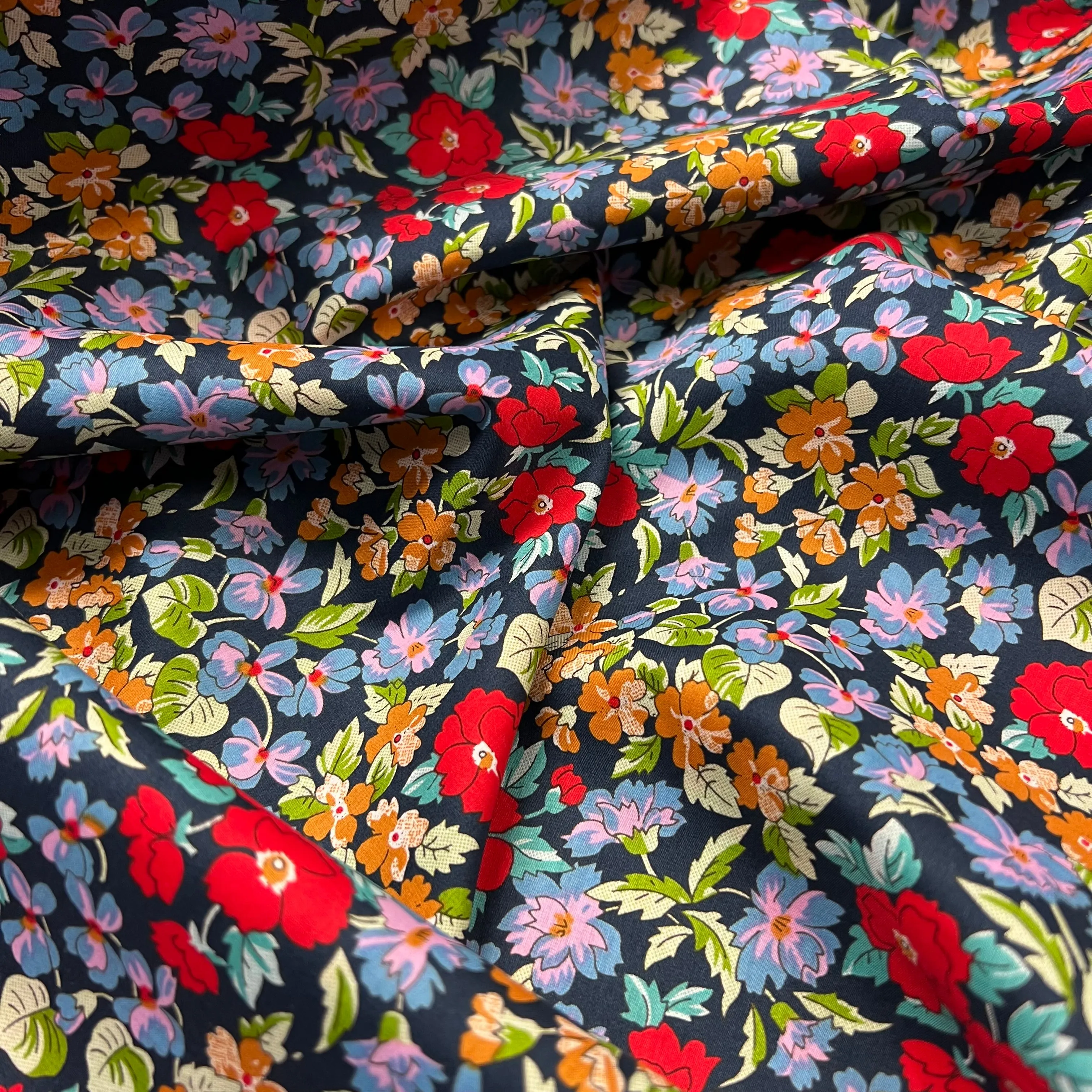Betty Cotton Lawn - Navy/Red