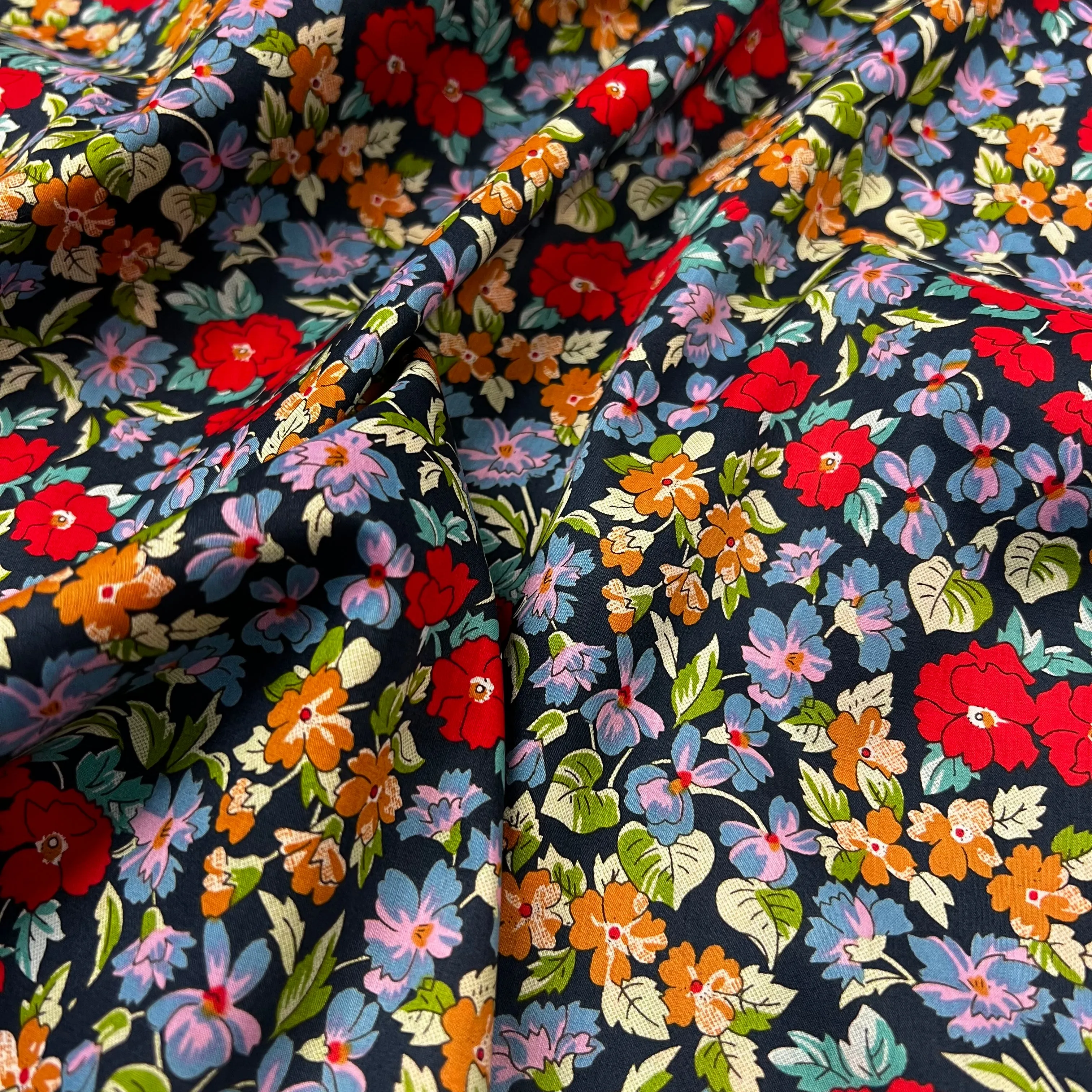 Betty Cotton Lawn - Navy/Red