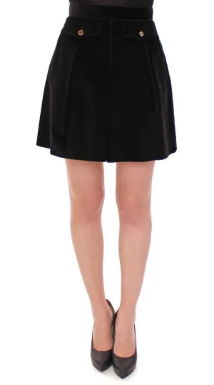Black Cotton Manchester Mini Skirt