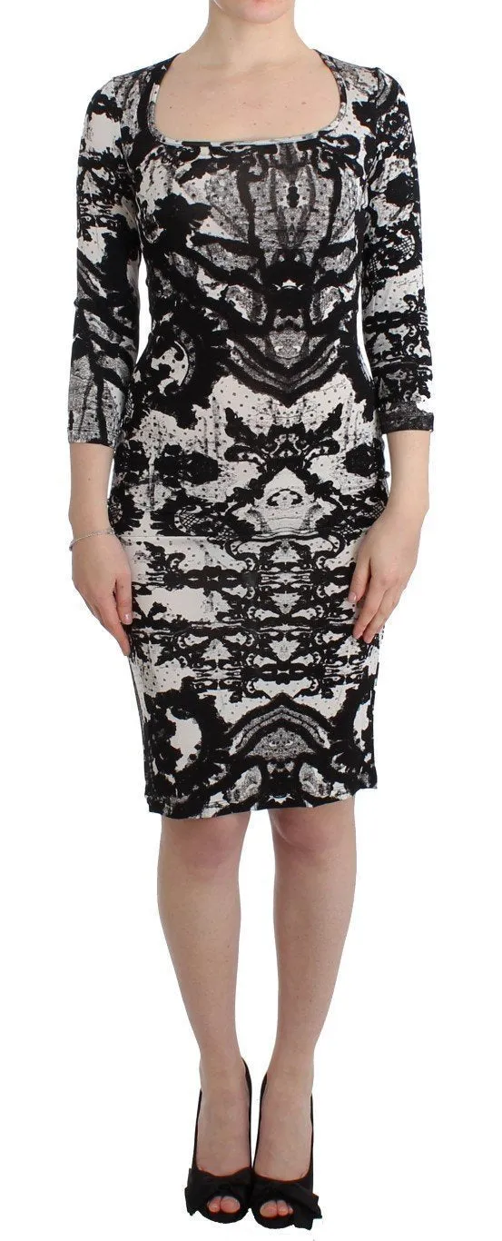 Black printed sheath dress