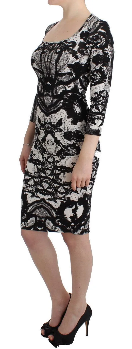 Black printed sheath dress