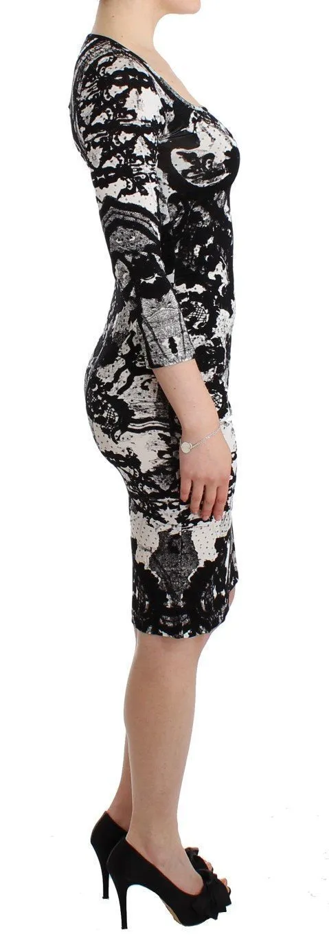 Black printed sheath dress