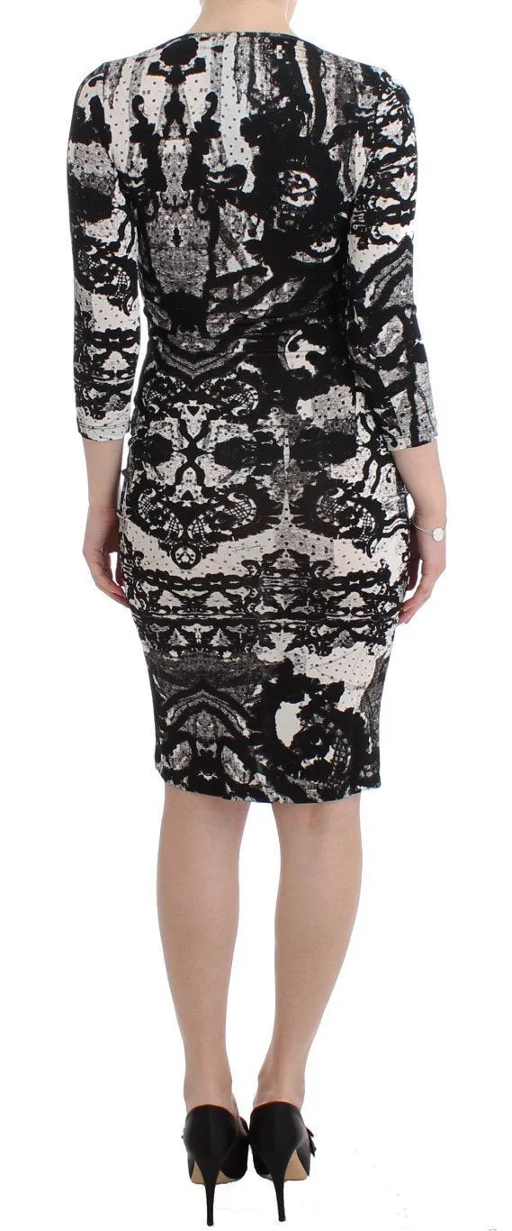 Black printed sheath dress