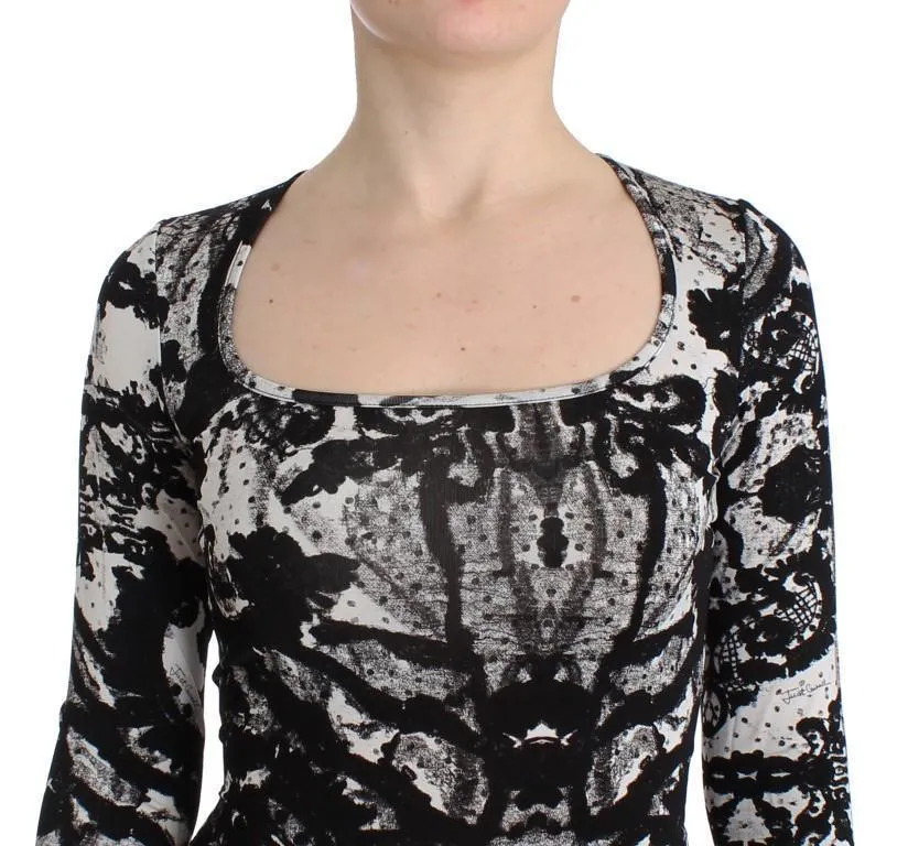 Black printed sheath dress