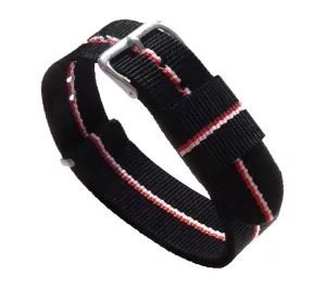 Black Red White NATO® style Nylon Watch Band (18mm, 24mm SALE)