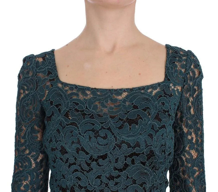 Blue Floral Lace Bodycon Maxi Ball Dress