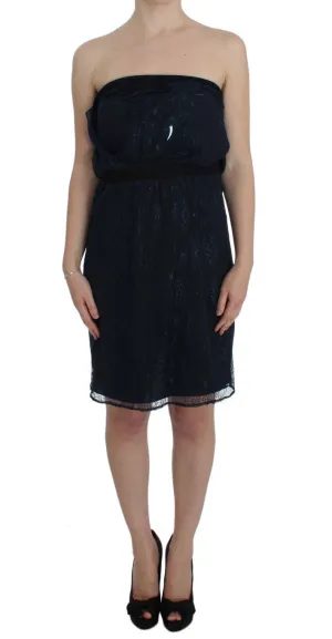 Blue Floral Lace Sleeveless Dress