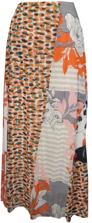 Brick Effect Asymmetric Prints Skirt
