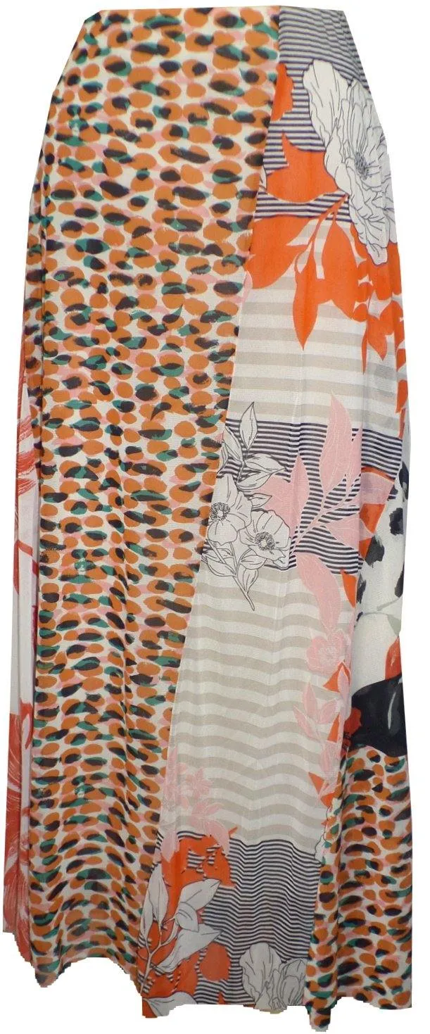 Brick Effect Asymmetric Prints Skirt